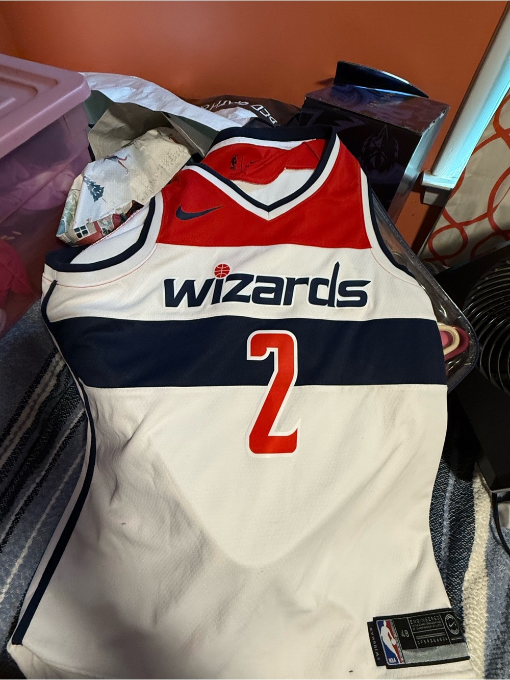 Nike Washington Wizards White Red Navy #2 Basketball Jersey WALL size 48 men’s